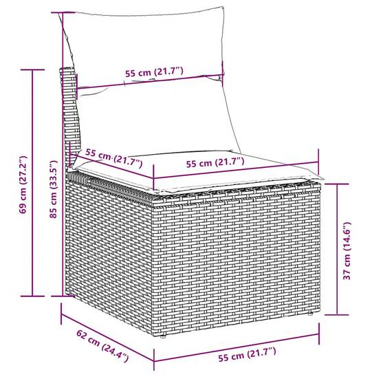 Salon de Jardin Bas 10 Pièces Résine Gris Clair pour 9 Personnes avec Table et Coussins Gris – ComfortXL Outdoor Living - Image 10