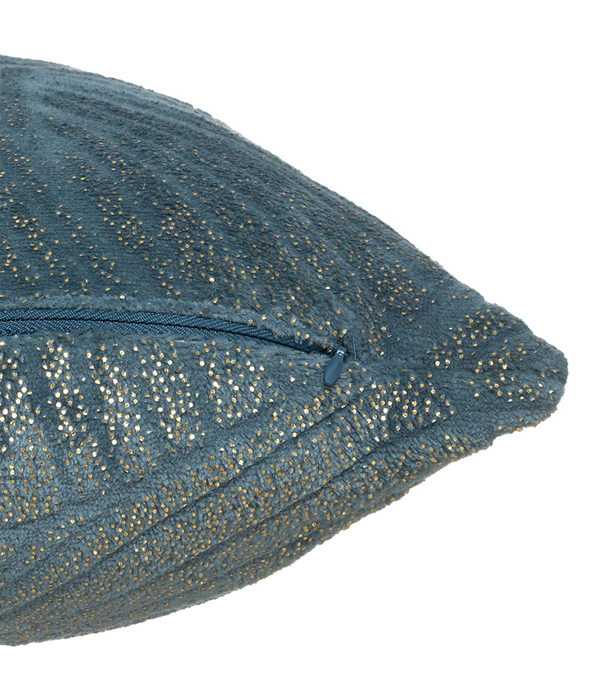 Coussin déhoussable Bleu Canard motif Doré en relief 40 x 40 cm - Imagen 3