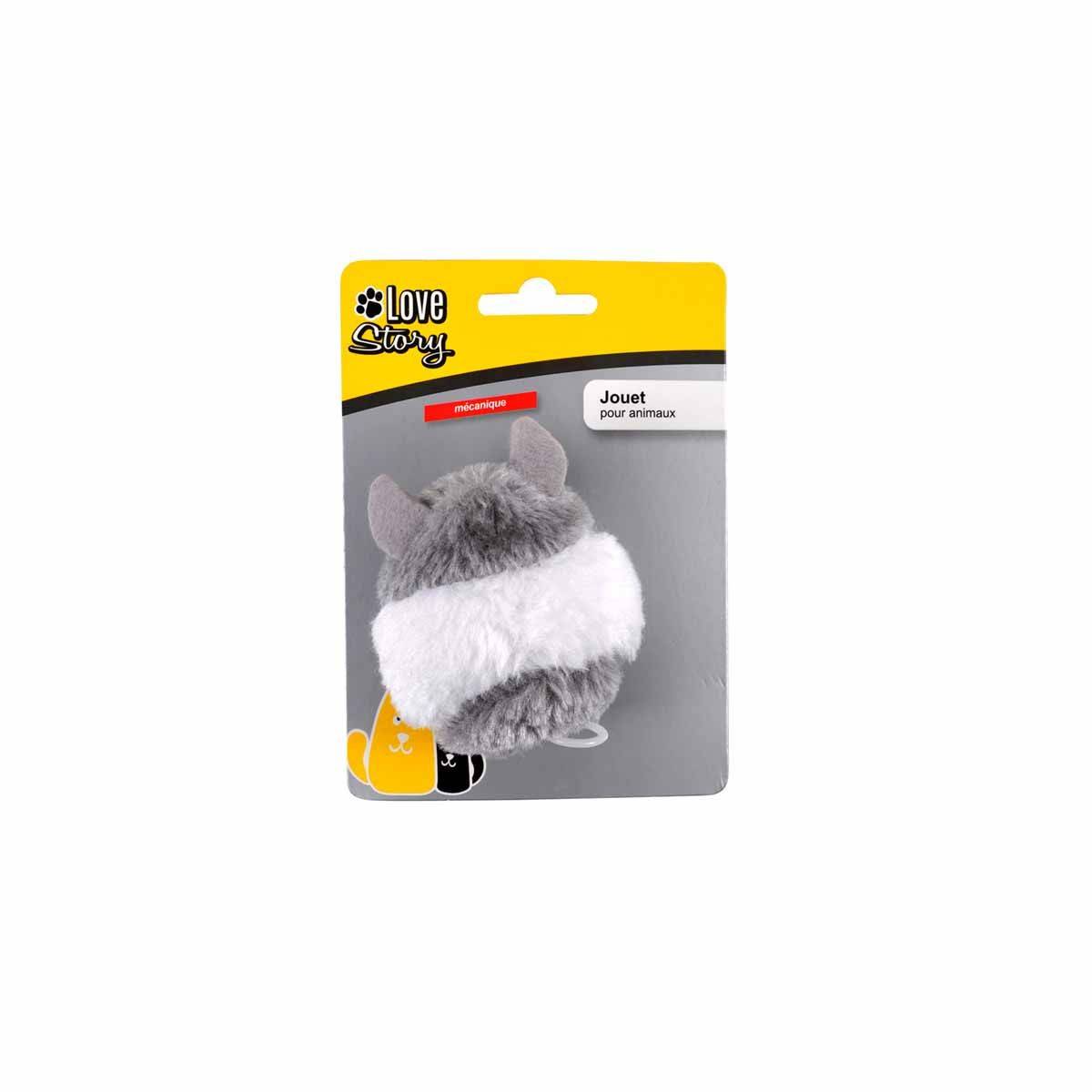 Love Story - Peluche Mécanique pour Chat "Souris" 5cm Gris - Image 2