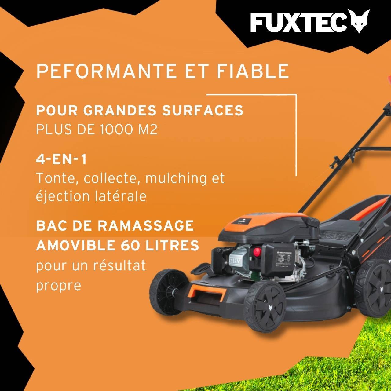 FUXTEC - Tondeuse thermique autotractée 51cm 170cm3 - FUXTEC FX-RM5170 - bac 60 L, mulching & EasyClean – FUXTEC - Image 5