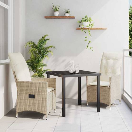 ComfortXL - Petit Salon de Jardin 3 Pièces Beige Polyrotin avec Fauteuils à Dossier Réglable – ComfortXL Outdoor Living - Image 1