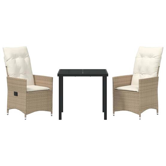 ComfortXL - Petit Salon de Jardin 3 Pièces Beige Polyrotin avec Fauteuils à Dossier Réglable – ComfortXL Outdoor Living - Image 7