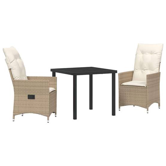 ComfortXL - Petit Salon de Jardin 3 Pièces Beige Polyrotin avec Fauteuils à Dossier Réglable – ComfortXL Outdoor Living - Image 2