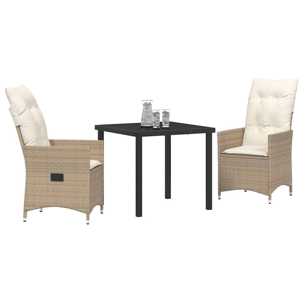 ComfortXL - Petit Salon de Jardin 3 Pièces Beige Polyrotin avec Fauteuils à Dossier Réglable – ComfortXL Outdoor Living - Image 3