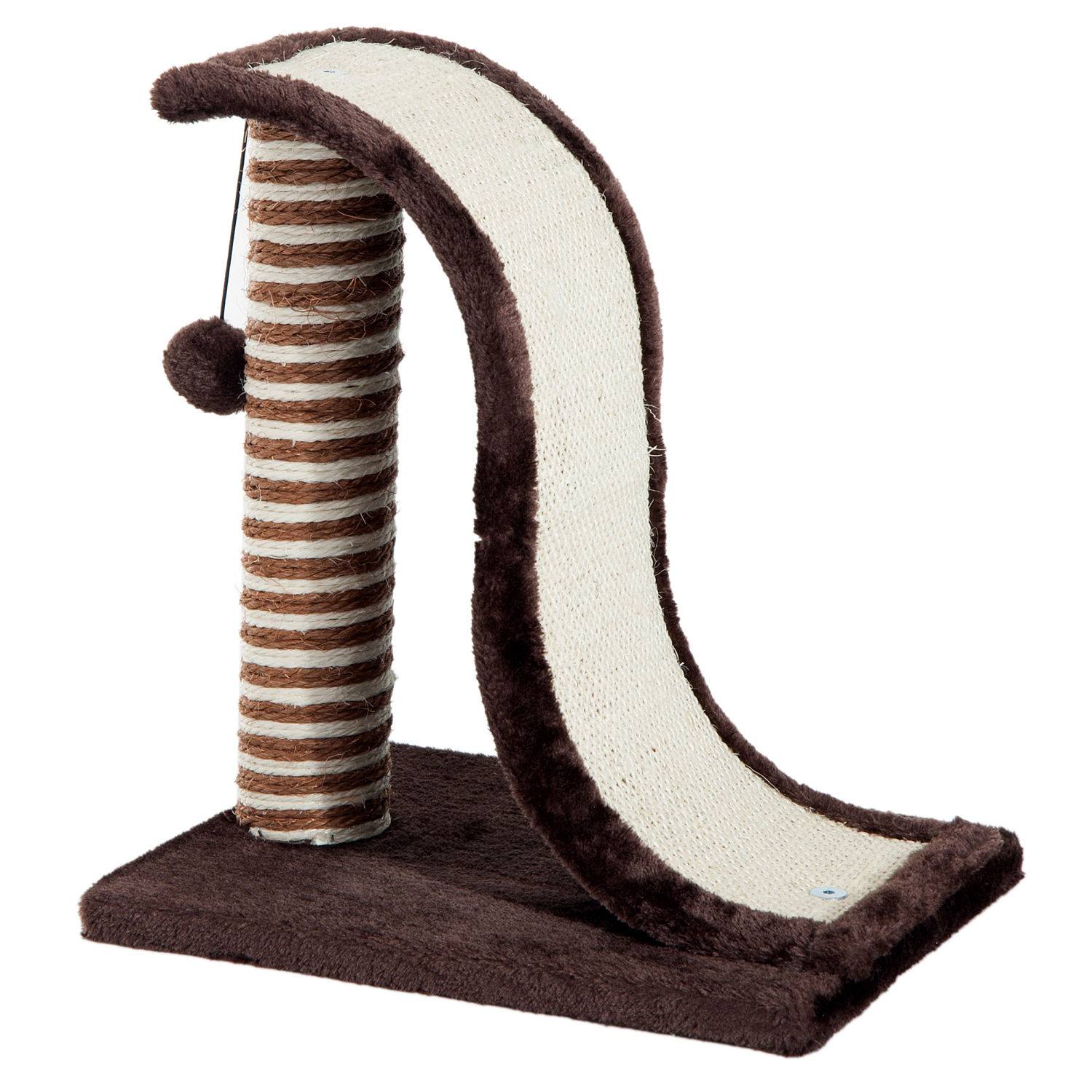 Griffoir pour Chat Petit Format en Sisal avec Rampe et Balle Marron 35x30cm - ComfortXL Outdoor Living - Image 2