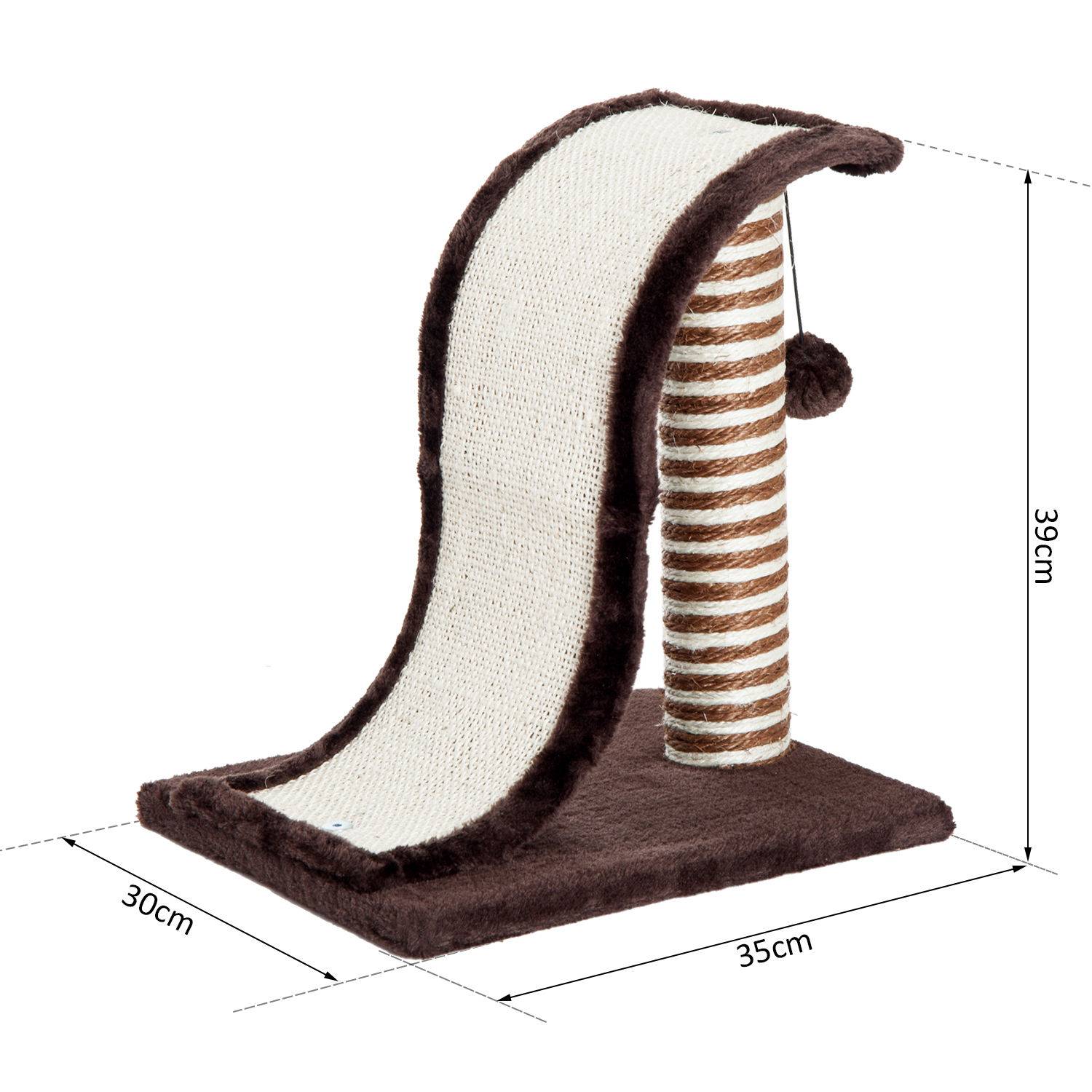 Griffoir pour Chat Petit Format en Sisal avec Rampe et Balle Marron 35x30cm - ComfortXL Outdoor Living - Image 4