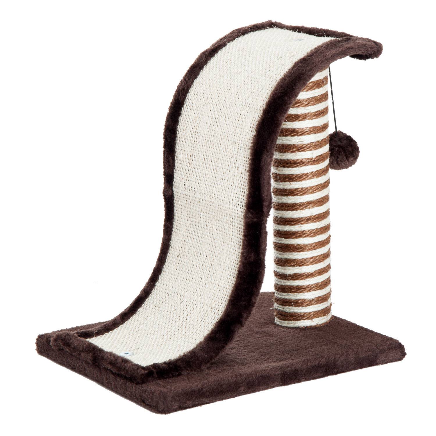 Griffoir pour Chat Petit Format en Sisal avec Rampe et Balle Marron 35x30cm - ComfortXL Outdoor Living - Image 1