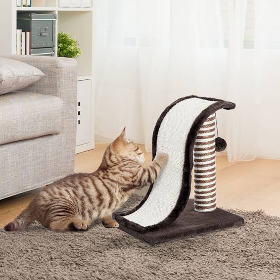 Griffoir pour Chat Petit Format en Sisal avec Rampe et Balle Marron 35x30cm - ComfortXL Outdoor Living - Image 3