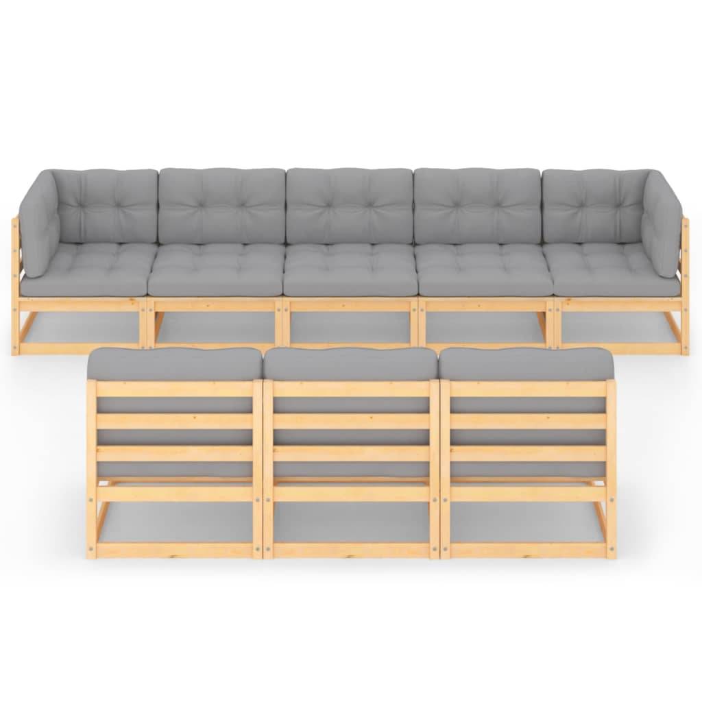 Helloshop26 - Salon de jardin meuble d'extérieur ensemble de mobilier 8 pièces avec coussins bois de pin massif - Imagen 2