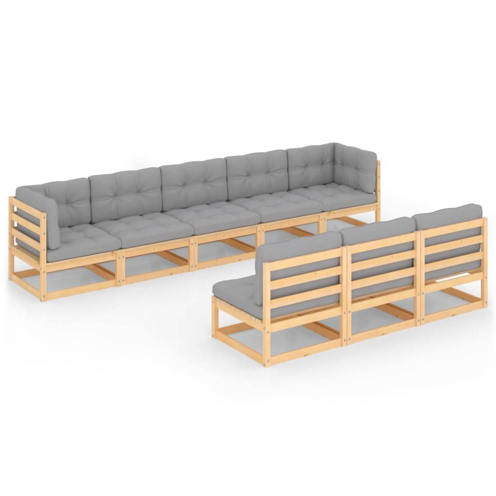 Helloshop26 - Salon de jardin meuble d'extérieur ensemble de mobilier 8 pièces avec coussins bois de pin massif - Imagen 1