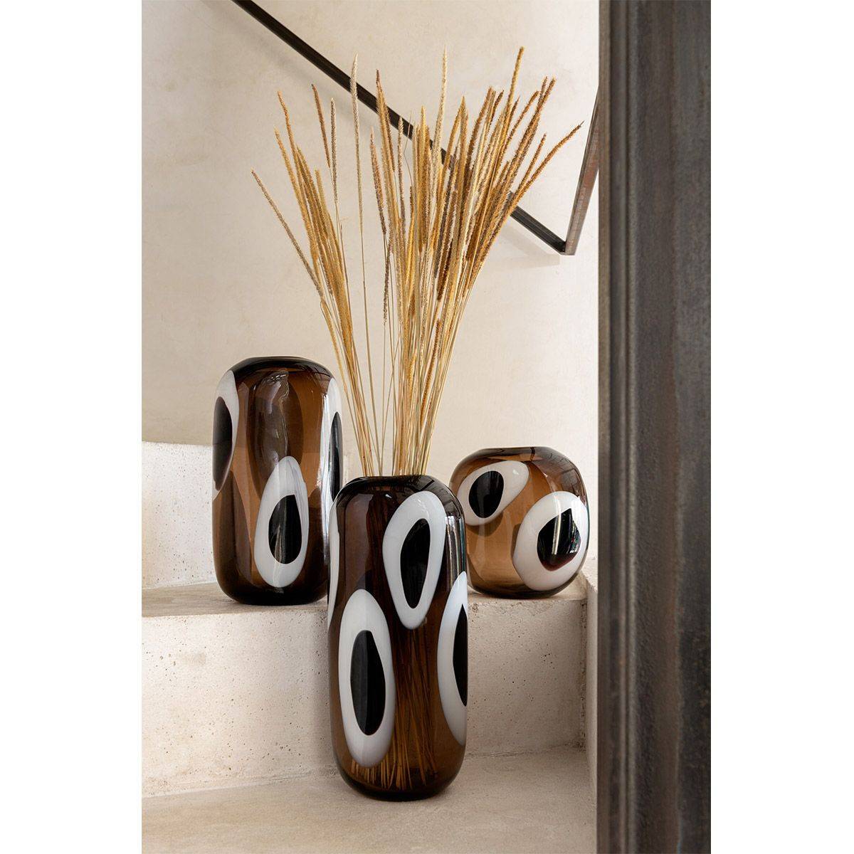Vase Design en Verre "Izzy" 21cm Marron - Image 3