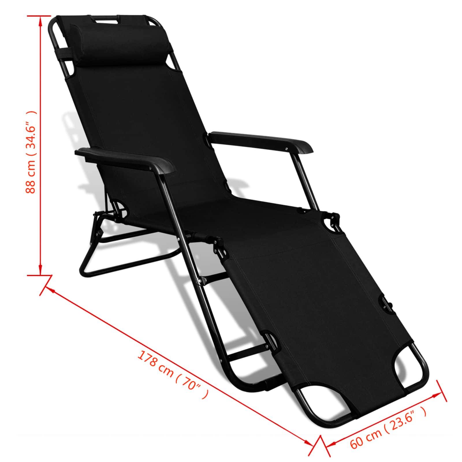 Chaise de jardin | Chaise d'extérieur Noir tissu - Image 9