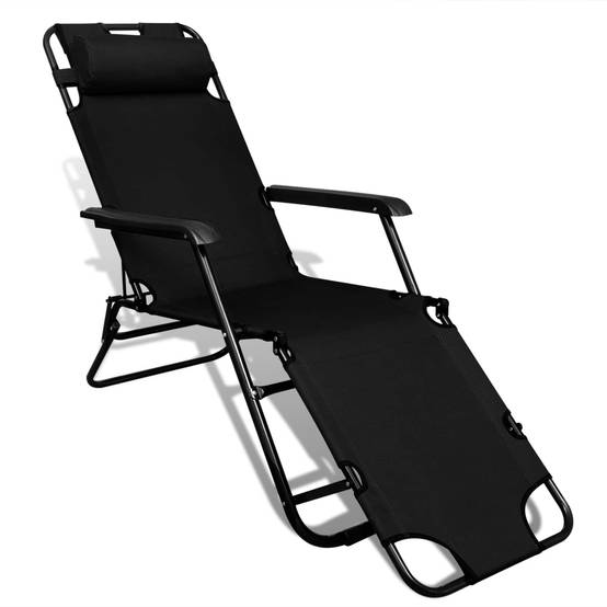 Chaise de jardin | Chaise d'extérieur Noir tissu - Image 1