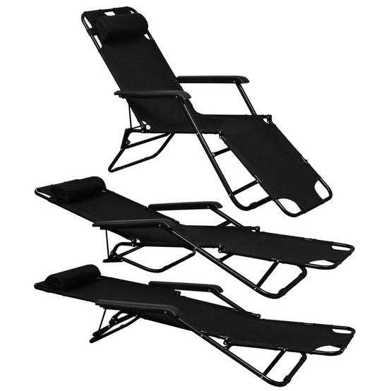 Chaise de jardin | Chaise d'extérieur Noir tissu - Image 8