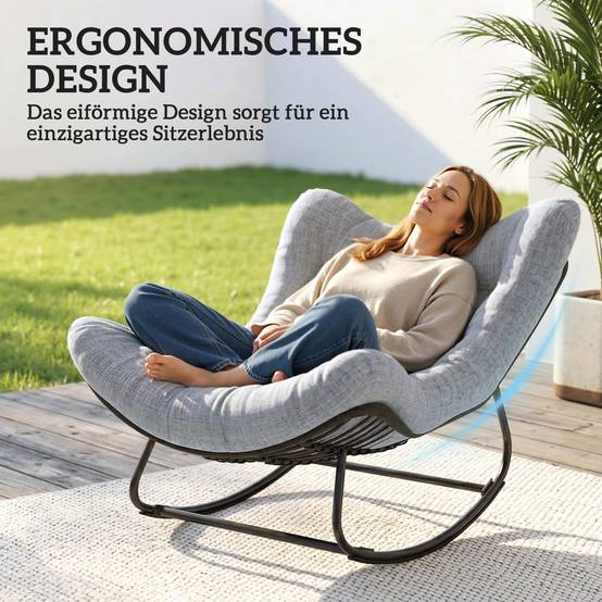 Banc de jardin en rotin basculant avec cadre en acier 98 x 111 x 74 cm Gris - Image 4