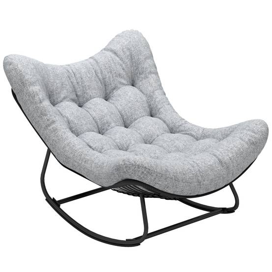 Banc de jardin en rotin basculant avec cadre en acier 98 x 111 x 74 cm Gris - Image 1