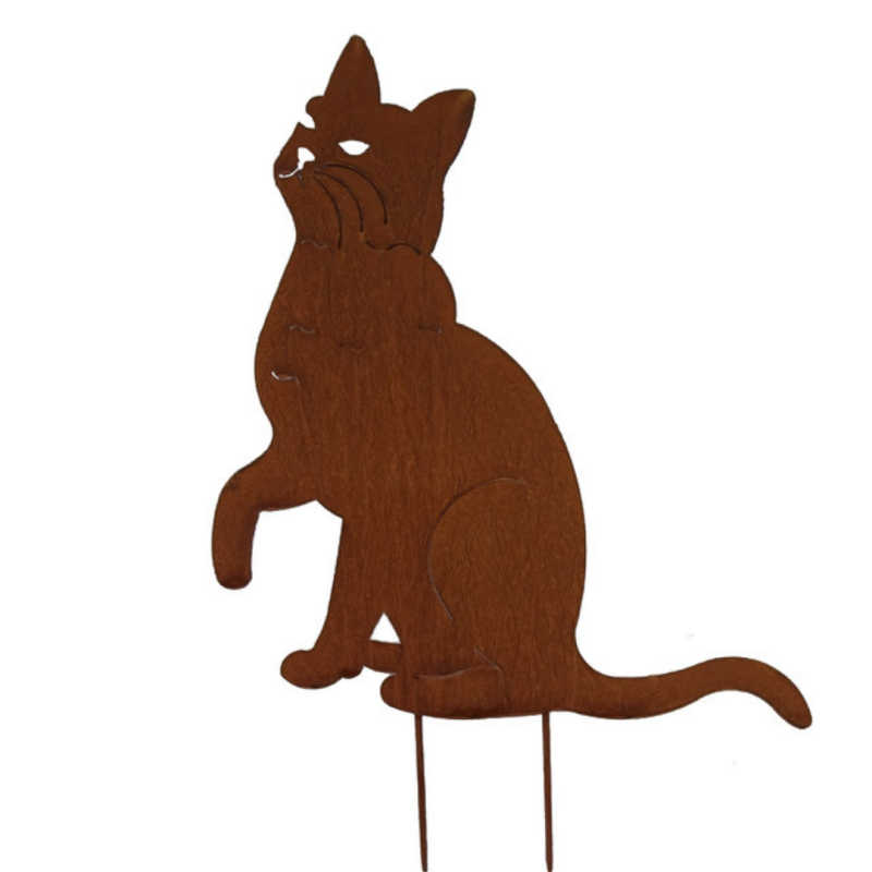 Fleur - Déco de jardin Chat 59cm en métal - Fleur
