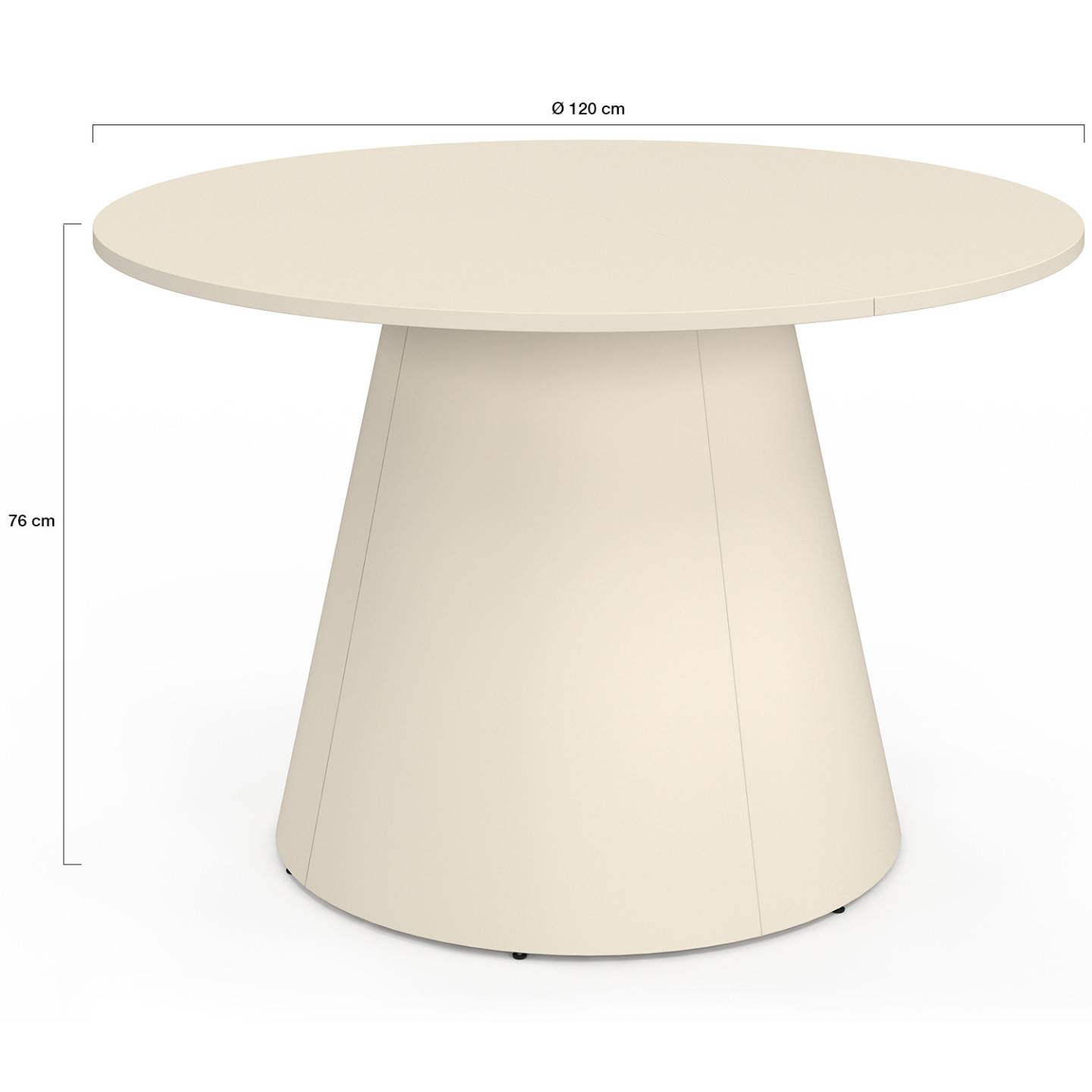 Table de jardin ronde AMELIA 120 CM 6 personnes avec pied central en métal beige - Image 5