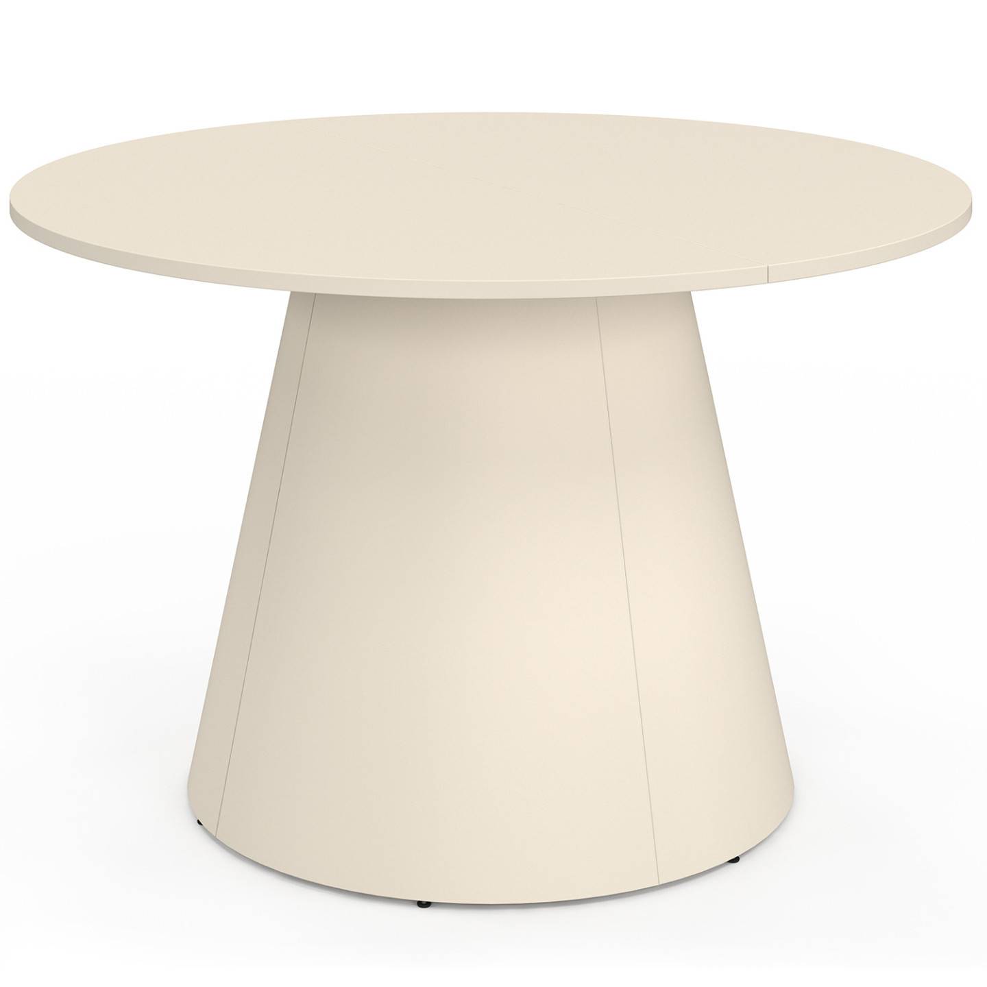 Table de jardin ronde AMELIA 120 CM 6 personnes avec pied central en métal beige - Image 3