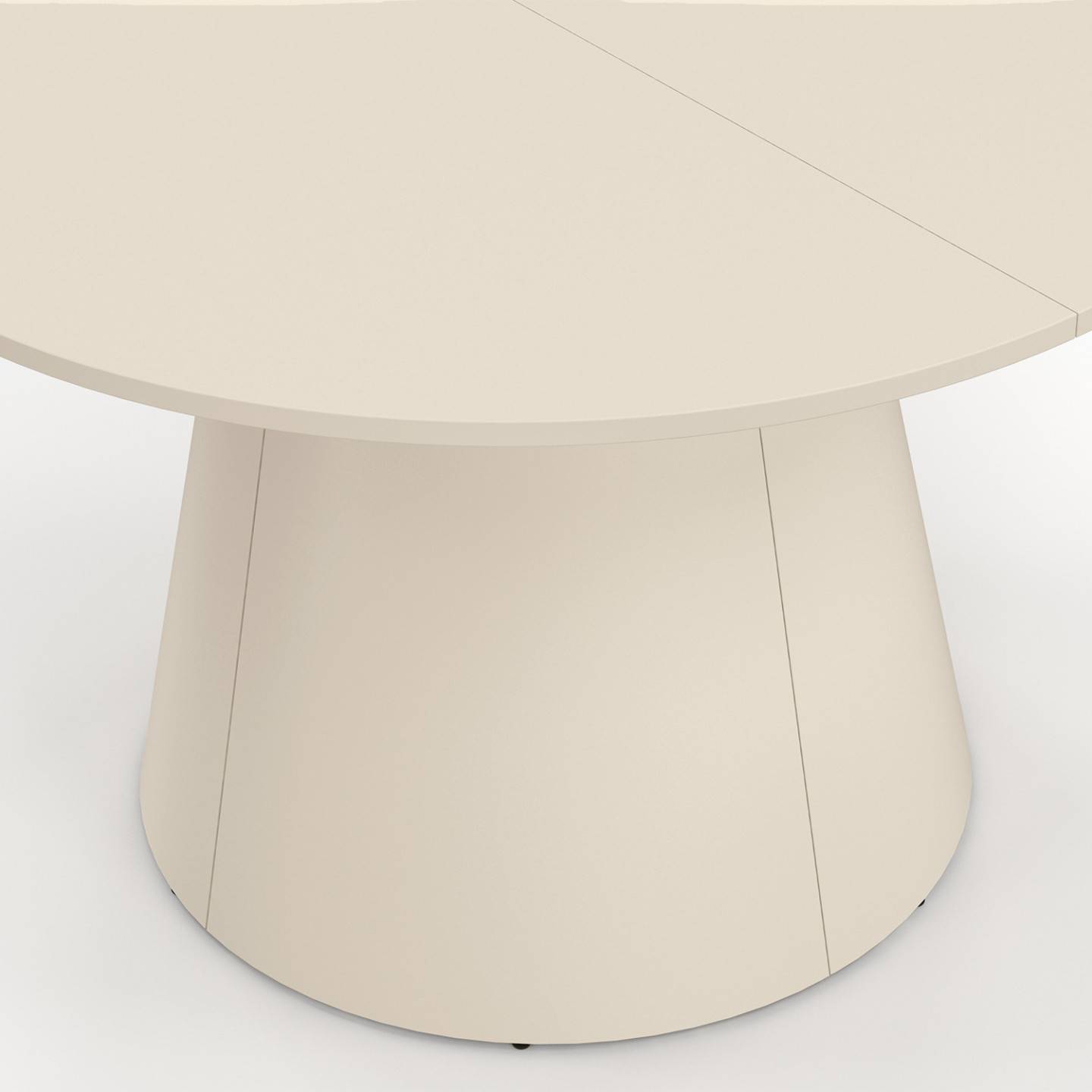 Table de jardin ronde AMELIA 120 CM 6 personnes avec pied central en métal beige - Image 6