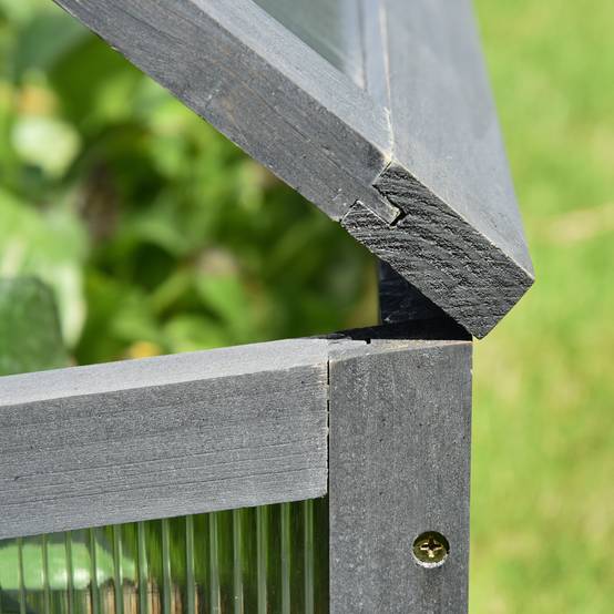 Mini Serre Châssis Bois Jardin Protection Semis Polycarbonate 100x65cm Gris - ComfortXL Outdoor Living - Image 7