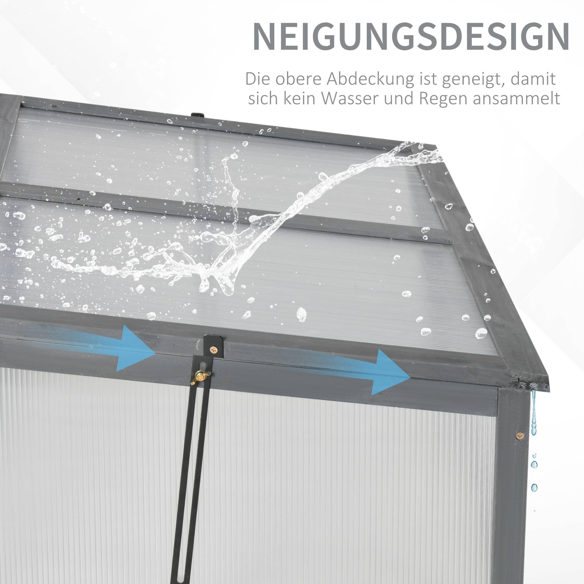 Mini Serre Châssis Bois Jardin Protection Semis Polycarbonate 100x65cm Gris - ComfortXL Outdoor Living - Image 6