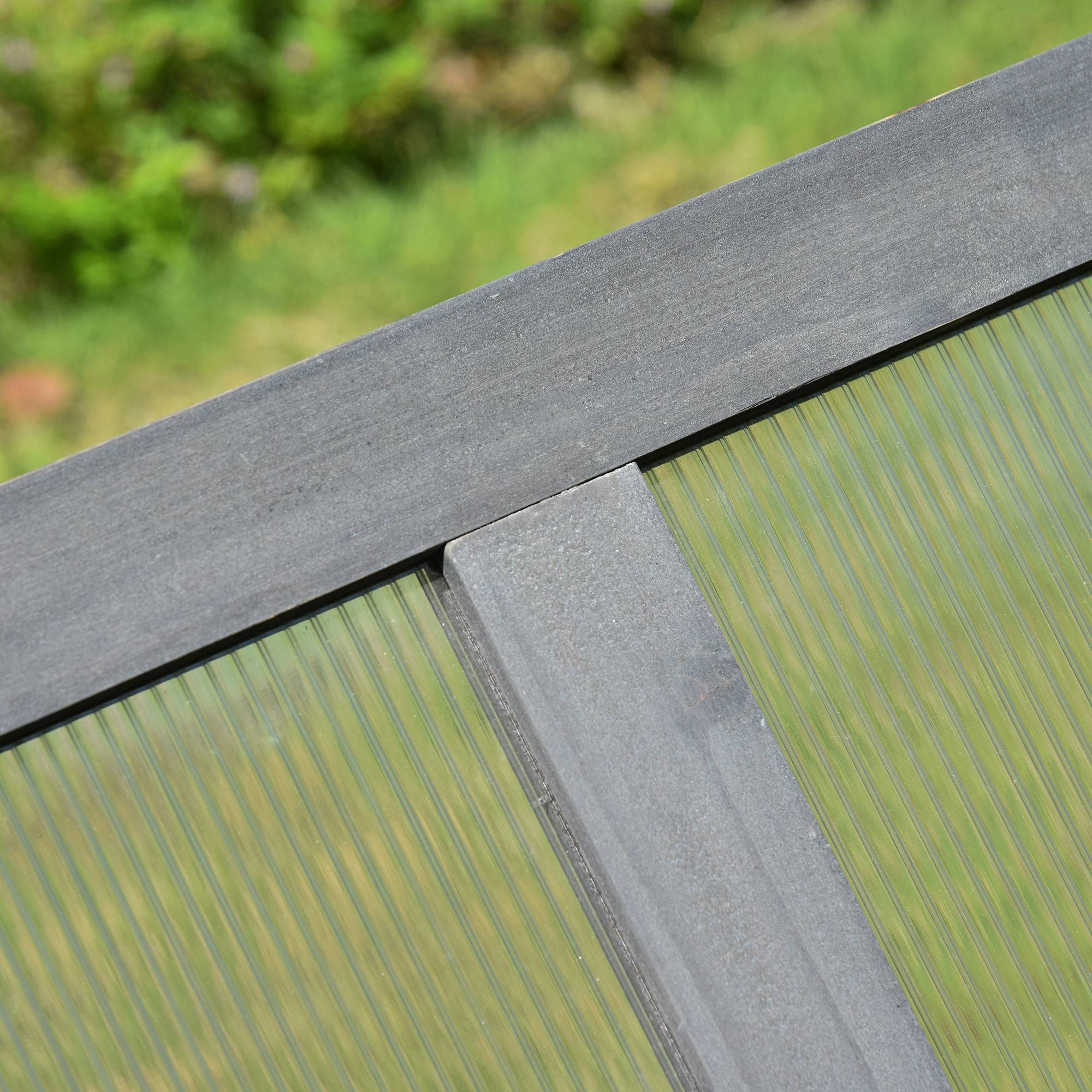 Mini Serre Châssis Bois Jardin Protection Semis Polycarbonate 100x65cm Gris - ComfortXL Outdoor Living - Image 8