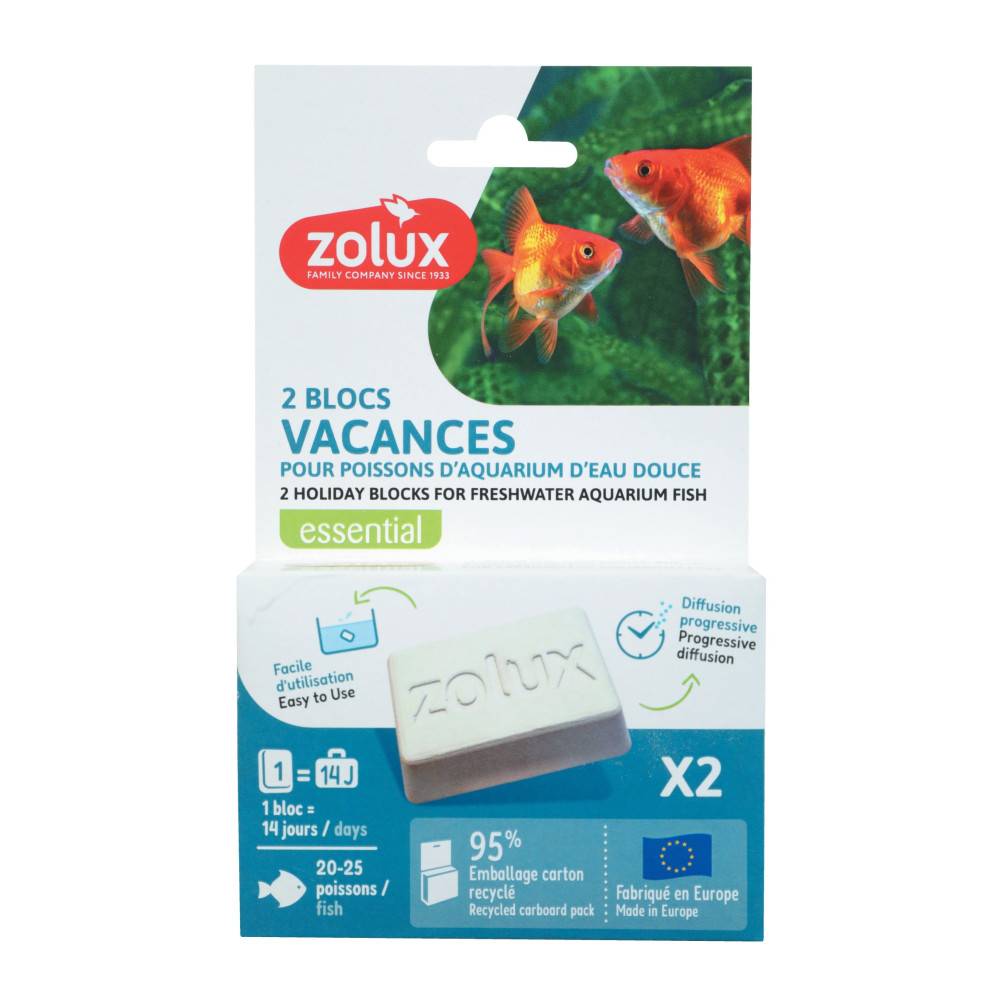 Zolux - 2 Blocs Vacances  nourriture pour 20- 25  poissons 1 bloc pour 14 jours - Image 2