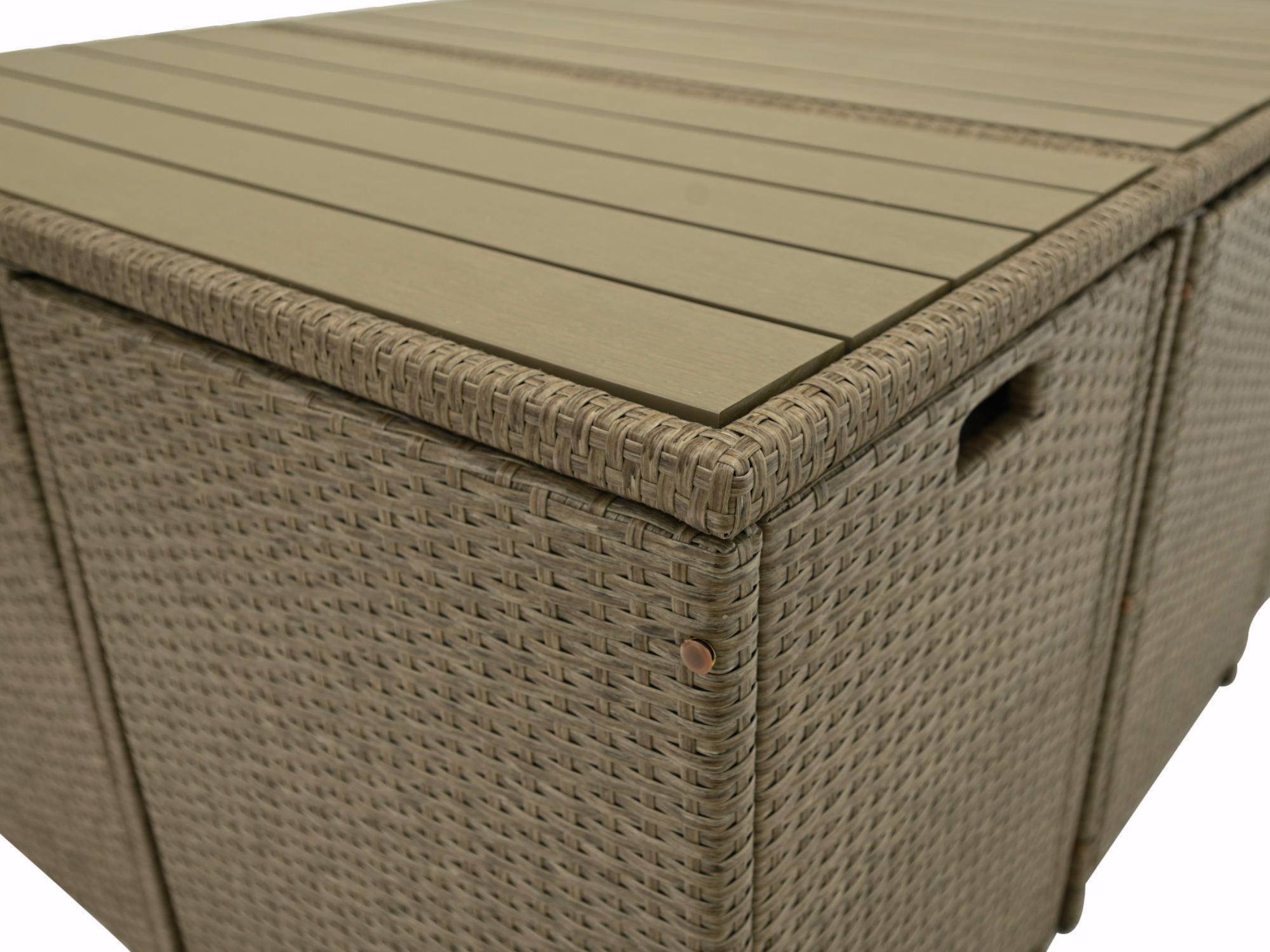 Best Mobilier - Sunny - salon de jardin encastrable 12 places - en résine tressée, plateau polywood - avec housse de protection - noir taupe - Best Mobilier - Imagen 6