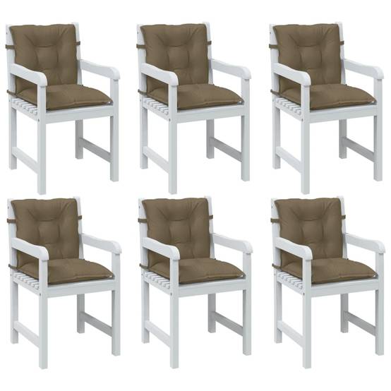 Coussins de chaise à dossier bas lot de 6 polyester taupe mélangé 100 x 50 x 7 cm - PANGIVO - Image 1