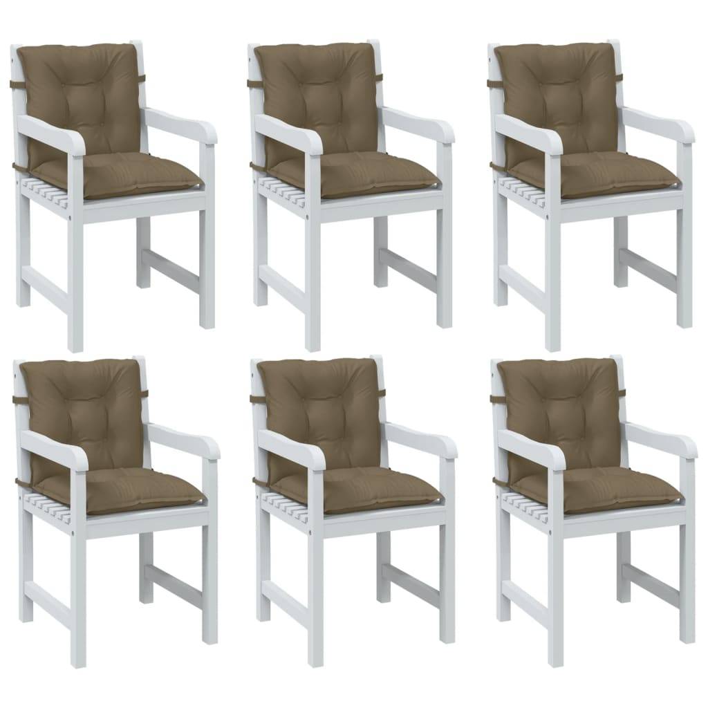 Coussins de chaise à dossier bas lot de 6 polyester taupe mélangé 100 x 50 x 7 cm - PANGIVO - Image 1