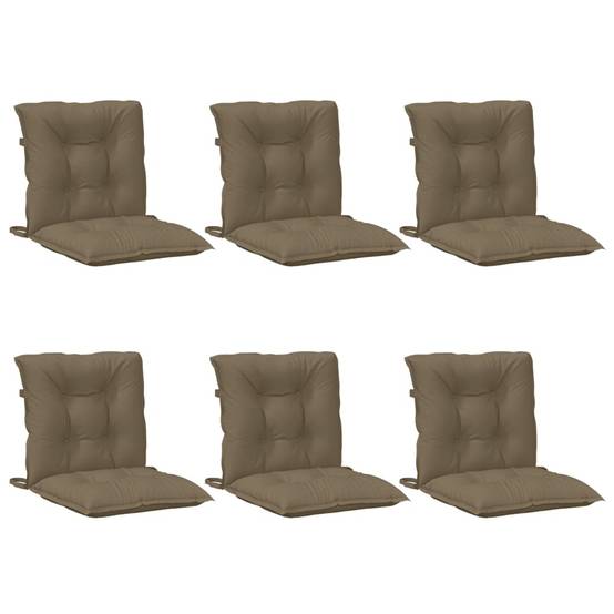 Coussins de chaise à dossier bas lot de 6 polyester taupe mélangé 100 x 50 x 7 cm - PANGIVO - Image 4