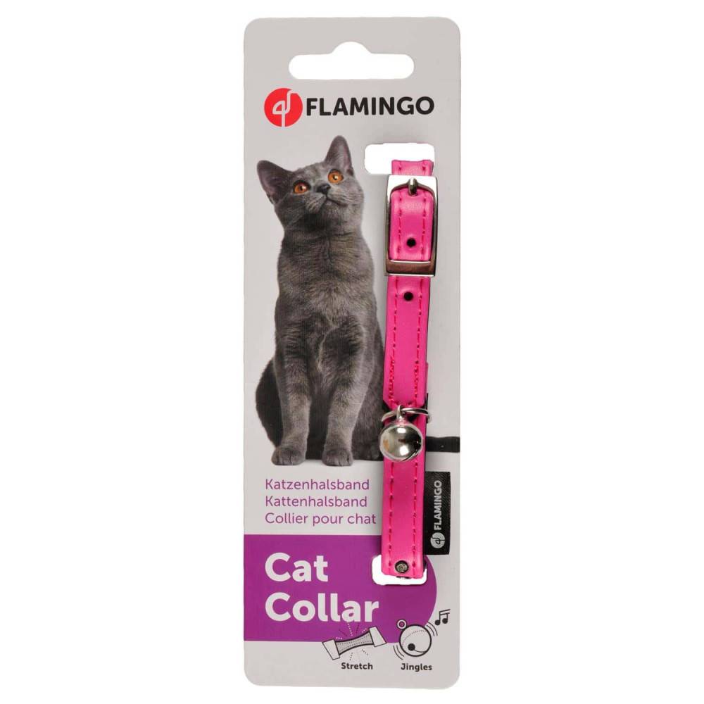 Collier 30 cm x 11 mm rose avec strass et clochette pour chat - Image 2