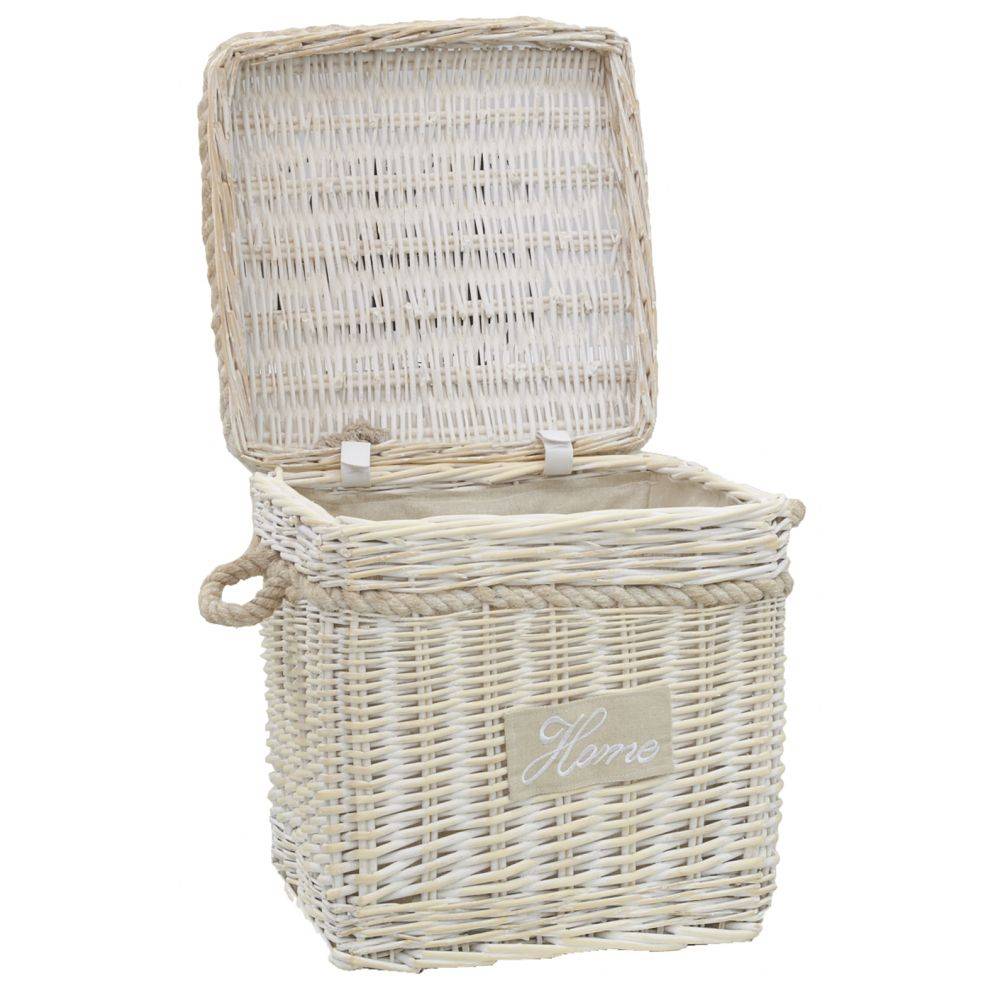 Aubry Gaspard - Malle carrée en osier blanchi (Lot de 2) - Imagen 4