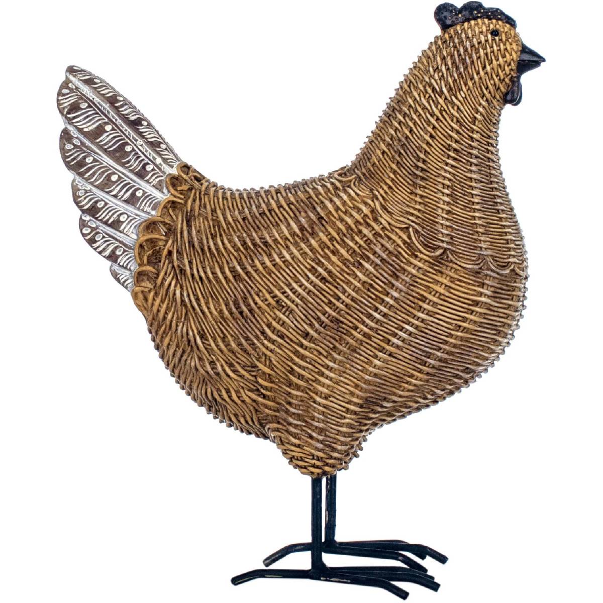 Origen - Poule décorative en résine et résine tressée - Imagen 1