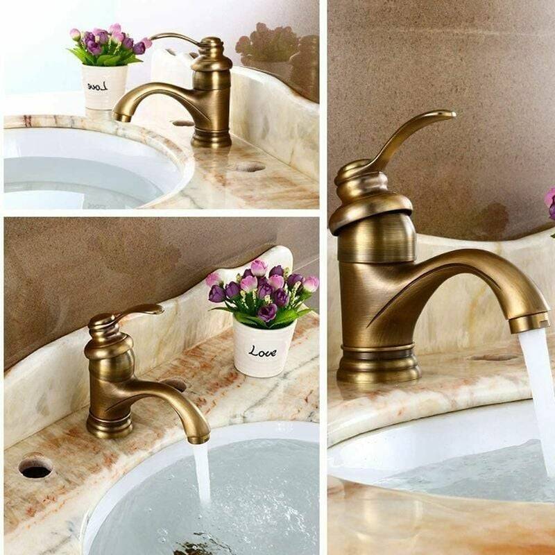 Robinet de baignoire Antique rétro, lavabo européen, robinet de salle de bains chaud et froid, robinet d'évier en bronze-Lytech - Image 3