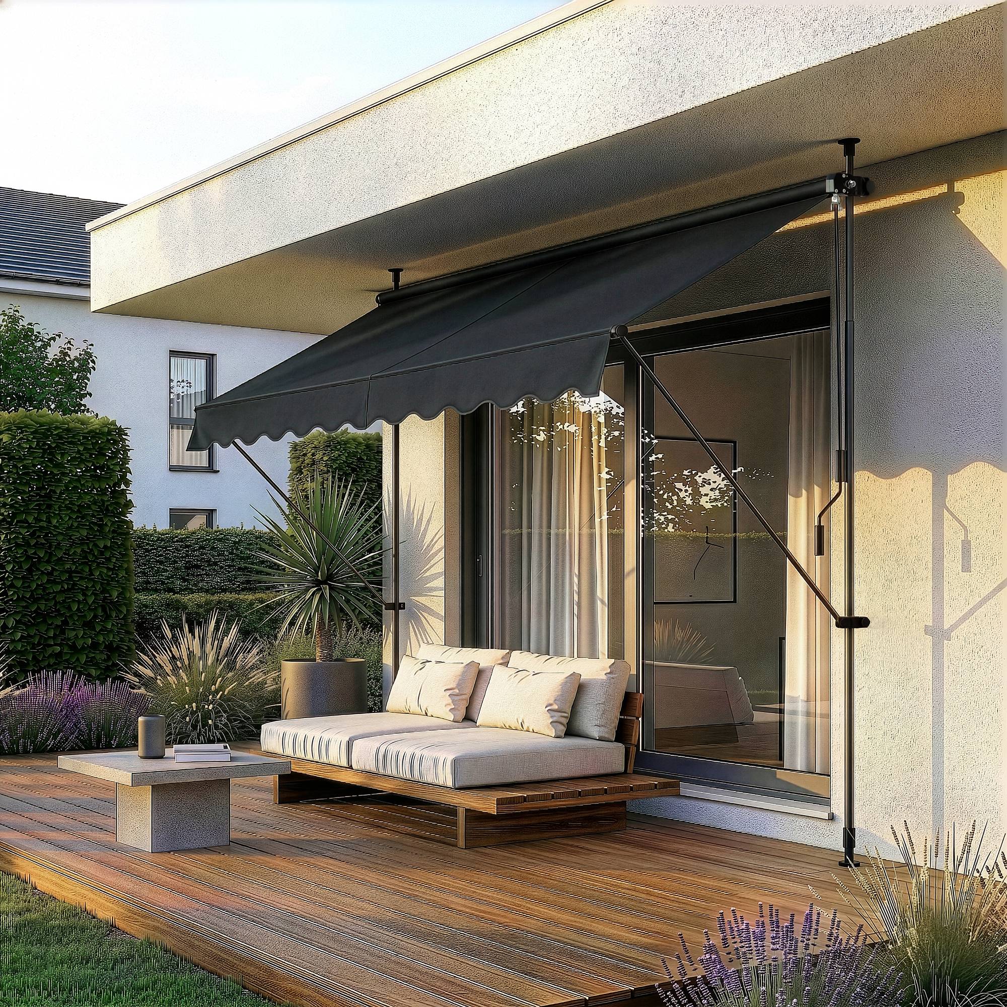 Pro.Tec - Store Banne Téléscopique Acier Polyester 300 x 120 x 220-309 cm Noir [pro.tec] - Imagen 6