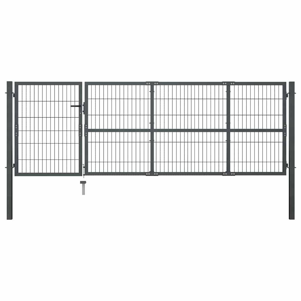 ComfortXL - Portail de Jardin Grillagé Acier Double Vantaux avec Poteaux pour Clôture Anthracite 350 x 100 cm – ComfortXL Outdoor Living