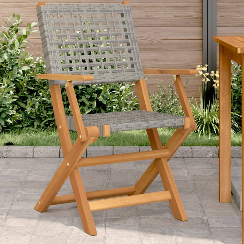 PANGIVO - Chaises de jardin lot de 2 gris bois massif d'acacia et rotin 54 x 57 x 91 cm - PANGIVO