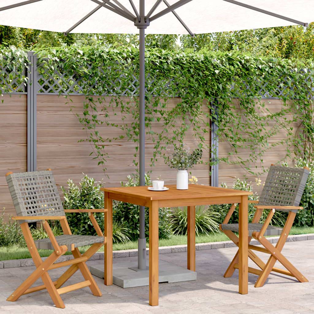 PANGIVO - Chaises de jardin lot de 2 gris bois massif d'acacia et rotin 54 x 57 x 91 cm - PANGIVO - Image 3