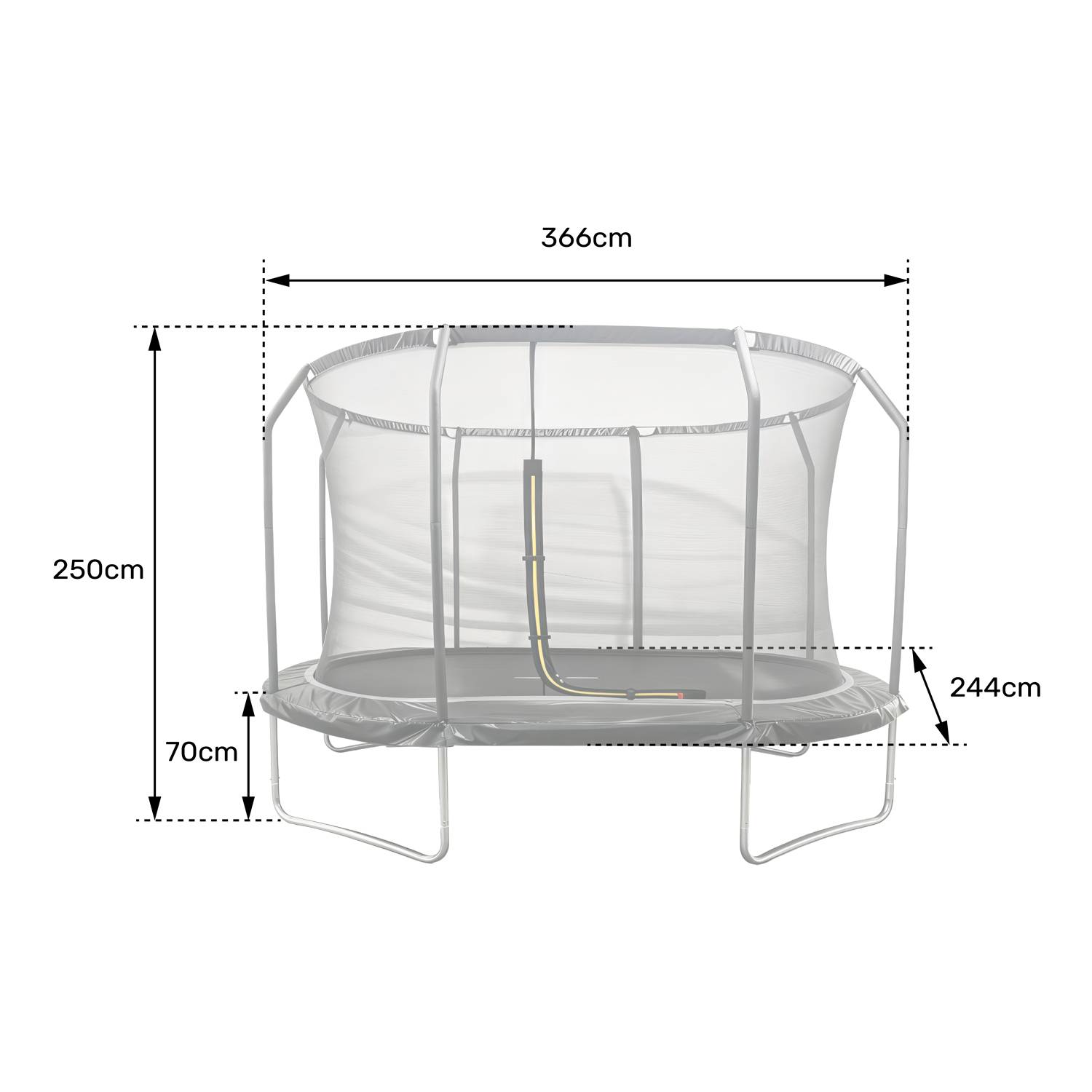 Trampoline ovale 366x244cm noir SYDNEY + filet et échelle - HAPPY GARDEN - Image 7