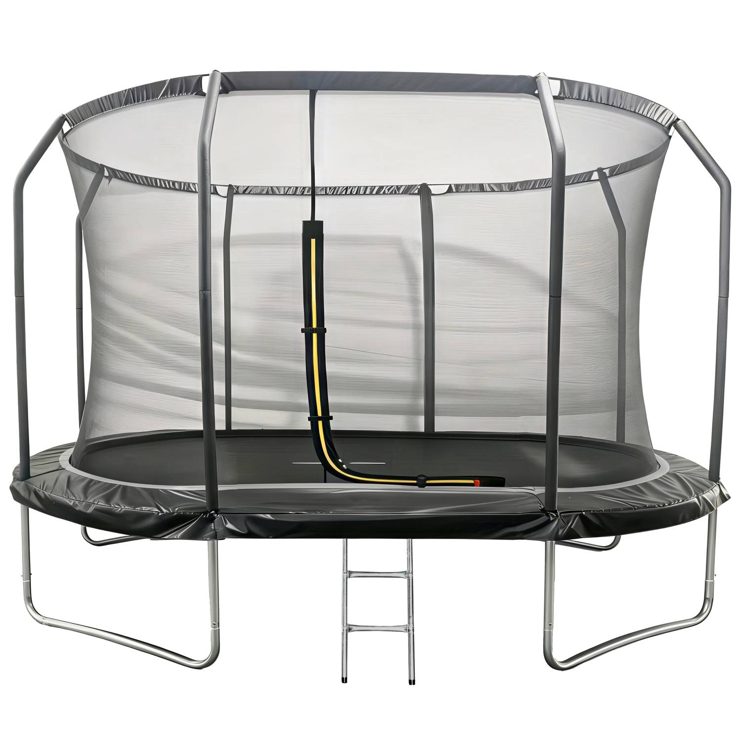 Trampoline ovale 366x244cm noir SYDNEY + filet et échelle - HAPPY GARDEN - Image 1