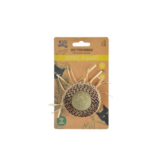 Love Story - Jouet pour Chat "Balle Herbe & Carton" 13cm Naturel - Image 2