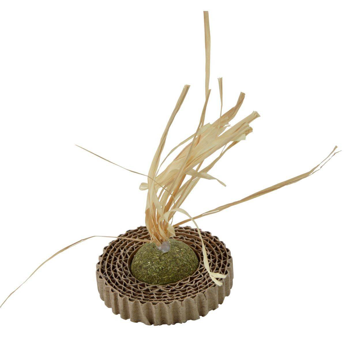 Love Story - Jouet pour Chat "Balle Herbe & Carton" 13cm Naturel - Image 1
