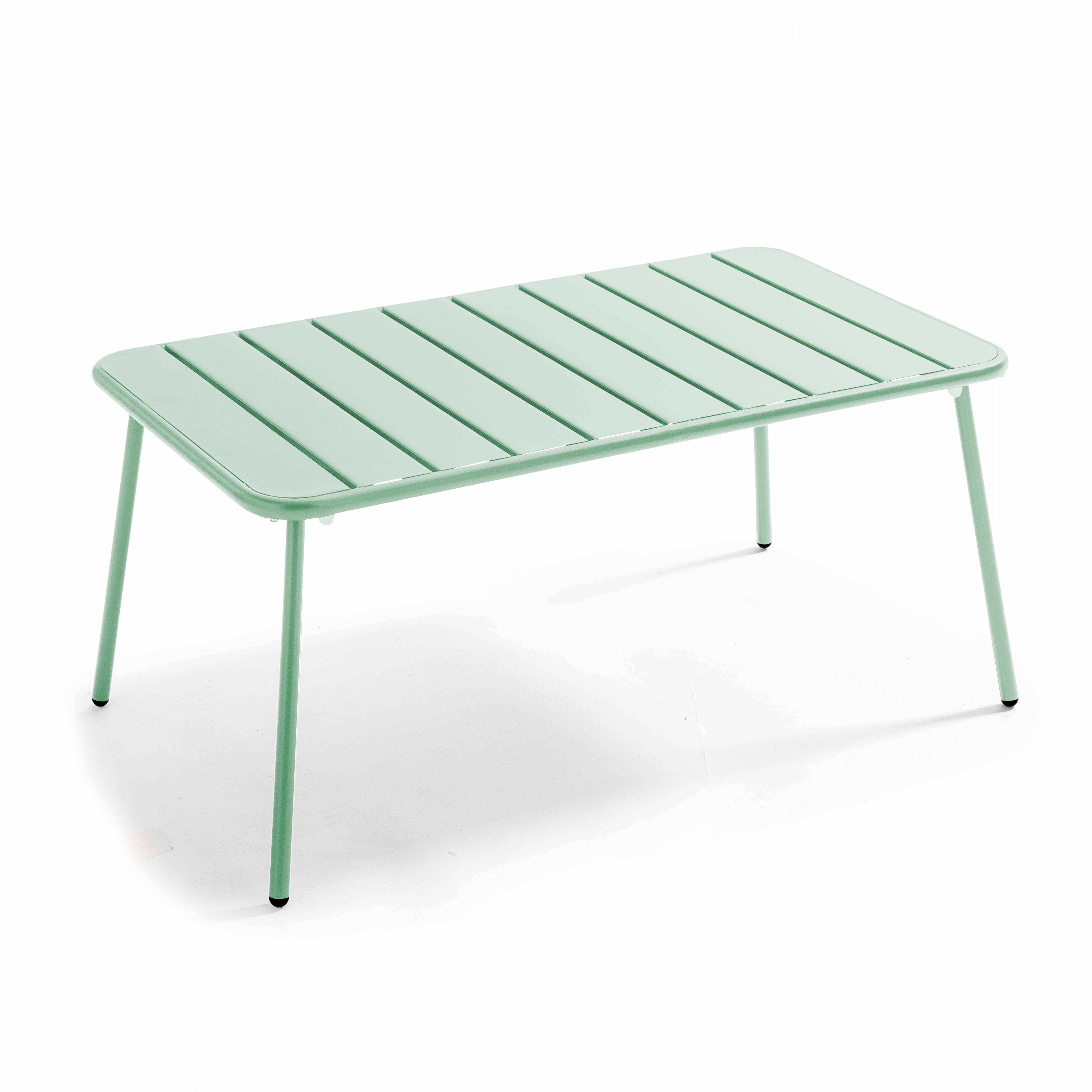 Oviala - Salon de jardin 4 places et 1 table basse en acier vert sauge Palavas - Oviala - Imagen 6