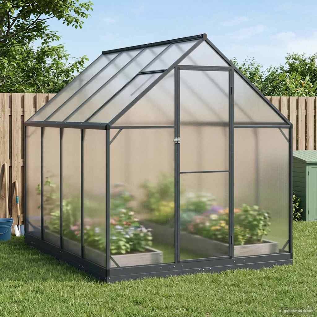 PANGIVO - Serre de jardin aluminium et acier galvanisé anthracite 183.5 x 243.5 x 207 cm - PANGIVO - Image 1