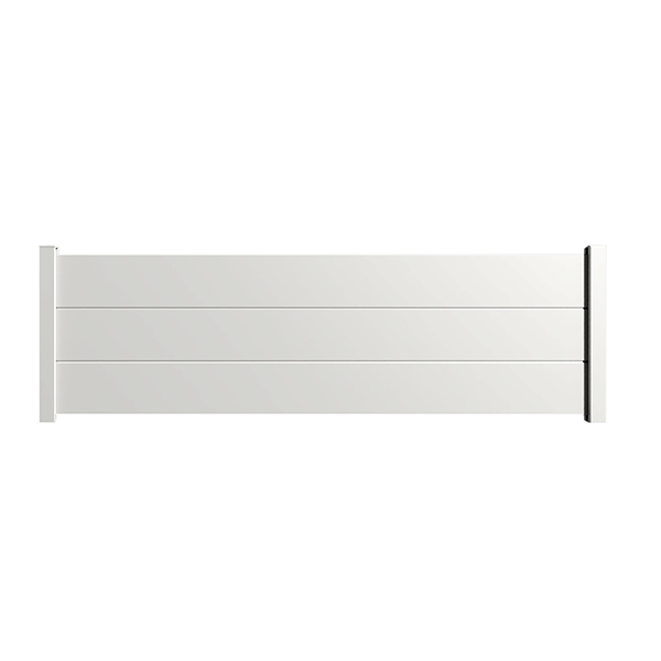 Portail Packit - Clôture alu 3 lames modèle plein en kit dim. L.2107 mm (poteaux compris) X H.660 mm  Blanc RAL 9010
