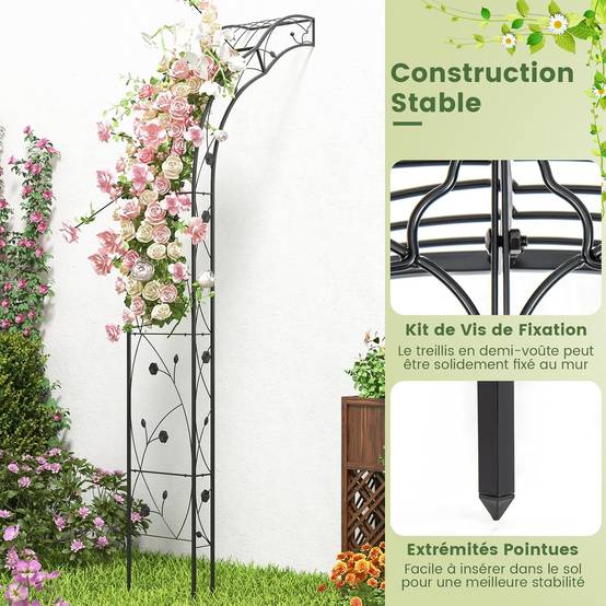 Lot De 2 Treillis Arche De Jardin Métal - Pergola Mariage 240cm Ou 196cm, Décoration Extérieure & Intérieure