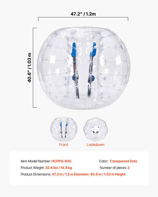 Vevor - VEVOR Bulles gonflables transparentes 1.2m (2pcs), PVC 0.8mm, pour jeux en plein air, adolescents/adultes. - Image 7