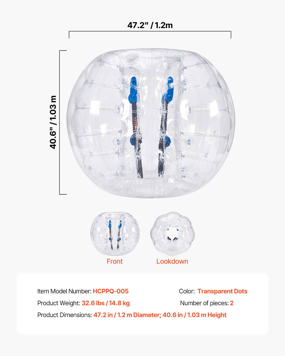 Vevor - VEVOR Bulles gonflables transparentes 1.2m (2pcs), PVC 0.8mm, pour jeux en plein air, adolescents/adultes. - Image 7